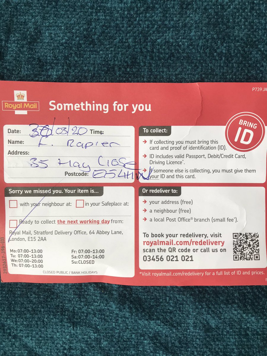 rapiercmedia's tweet photo. .@RoyalMailHelp I know it’s tough out there but how can you explain this? I’ve been home for the last 2 weeks https://t.co/XeRfRIxOlW