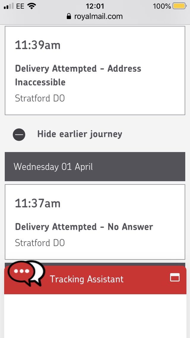 rapiercmedia's tweet photo. .@RoyalMailHelp I know it’s tough out there but how can you explain this? I’ve been home for the last 2 weeks https://t.co/XeRfRIxOlW