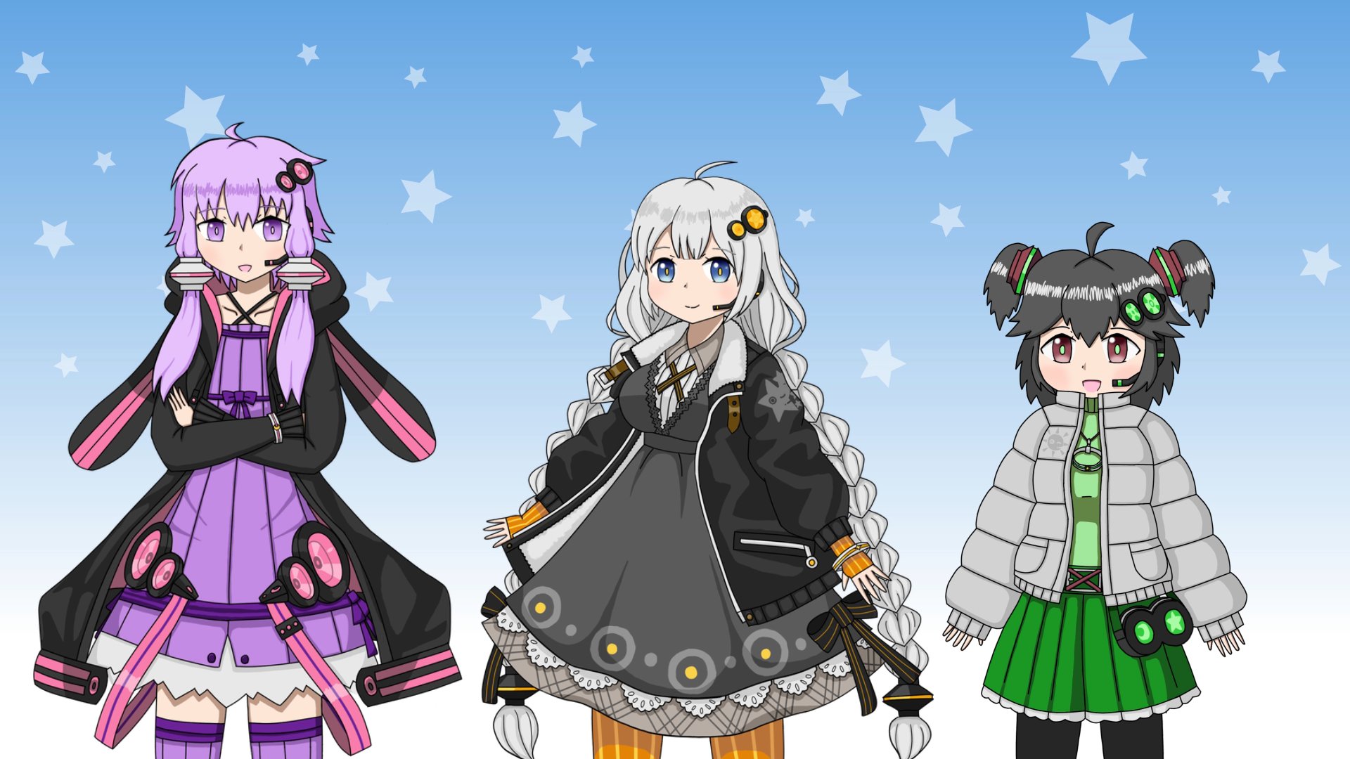 オキシィ على تويتر 髪飾りやマカロン髪留め インカム ブレスレット シンボルマークの他 服のクロスやスピーカー型のデザインも ゆづきずに合わせつつ被らないように配置や形を工夫しました ゆかりさん18歳159cm あかりちゃん15歳151cmなので かおりちゃんは12