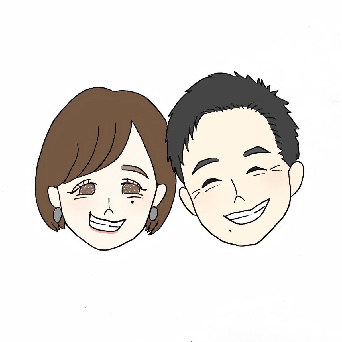 おめめ カップルイラスト カップルの似顔絵描いてます アイコンのイラストやペットもどうぞ 記念日のサプライズプレゼントにいかがですか 絵描きさんと繋がりたい