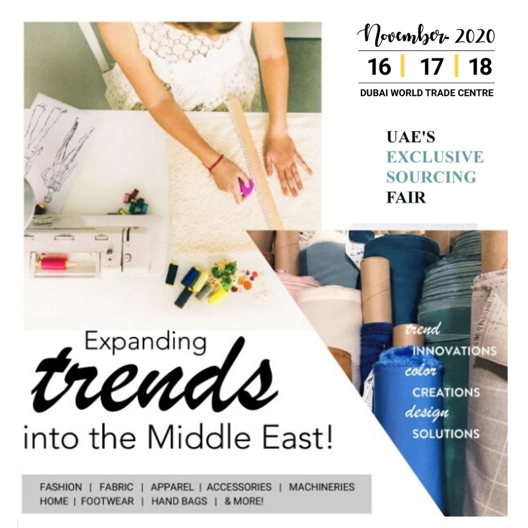 IntlTextileFair's tweet image. International Apparel and Textile Fair, your one-stop opportunity to expand your business into the Middle East market! Join us at our 3 day sourcing fair this November 2020 to witness how various companies from the globe exhibit their eye-catching fashion collections ✨