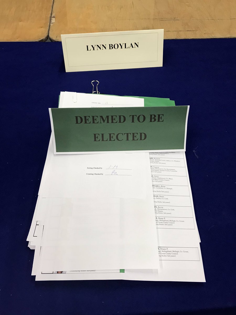 OireachtasNews's tweet image. #Seanad2020 - Boylan, Lynn Deemed To Be Elected on the 20th Count of the Agricultural Panel. #seeforyourself #SeanadElection @LNBDublin