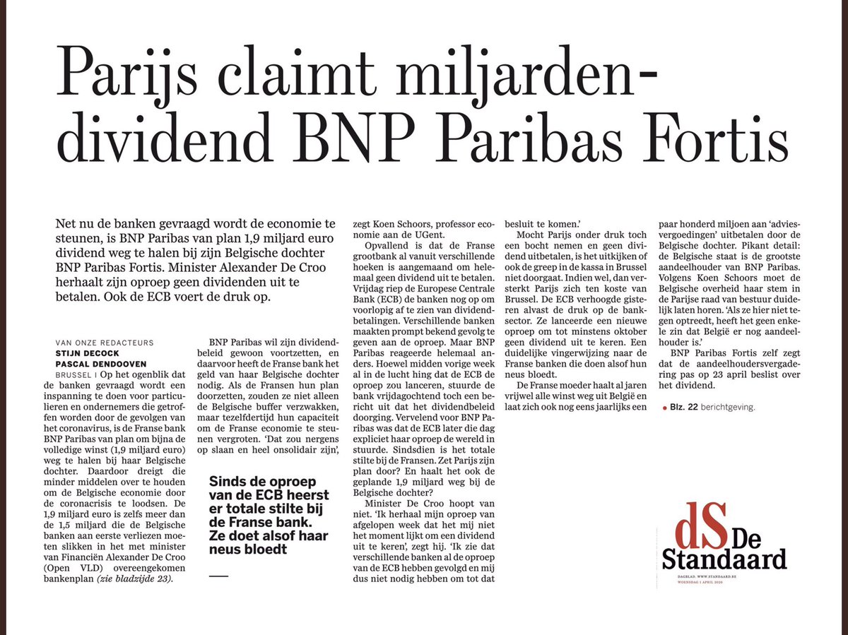 Ook hier waarschuwde een zekere <a href="/Bart_DeWever/">Bart De Wever</a> al voor. Maar ja die is maar voorzitter van <a href="/de_NVA/">N-VA</a> he. En dat is maar de grootste partij van Vlaanderen en ( van het “land” België) 
Ook voor banken geldt: eigen volk eerst.