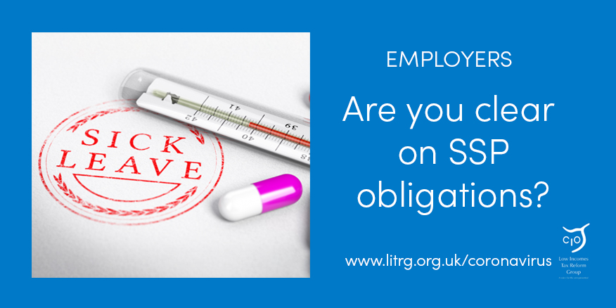litrgnews's tweet photo. #CORONAVIRUS: Employers - Are you clear on your #COVID19 Statutory Sick Pay obligations?
If not, visit: https://t.co/MUrpvTBuIY
#HMRC #LITRG #SSP #StatutorySickPage #ukemployers https://t.co/2emxqbNjNe