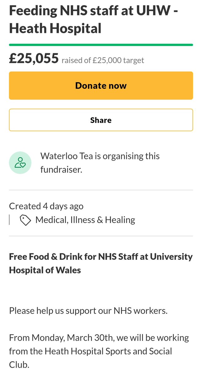 Wow. We have reached our initial target 🙌. Thank you so much to everyone that has donated 👏. We are working towards 1000 meals a day by the end of the week. BUT we need more donations to #FeedTheHeath over the next 12 weeks. Please support if you can.