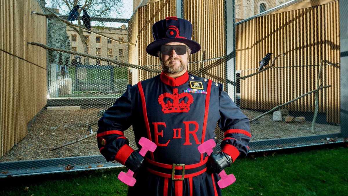 TowerOfLondon's tweet photo. In this time of self-isolation it’s important for people to stay active at home 💪 

To help, we’re delighted that our Ravenmaster is now the Tower's official resident RAVE MASTER, getting the nation moving with a new series of dance fitness videos coming soon 🔥 Stay tuned! https://t.co/5V0hEJF6EA