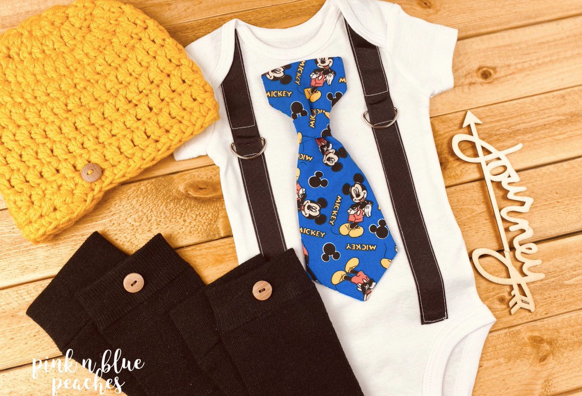 Mickey Mouse handmade tie. 👔✨ Leg warmers and a cute crochet hat that compliments the outfit. 
🧶🧵 *
*
*
*
#mickeymouse #mickeyears #mickeymouseclubhouse #mickeymouseparty #etsysellersofinstagram #crochethats #crochethat