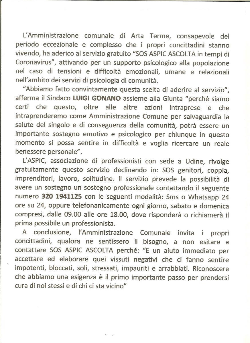 📣 Un aiuto, un sostegno, un ascolto....