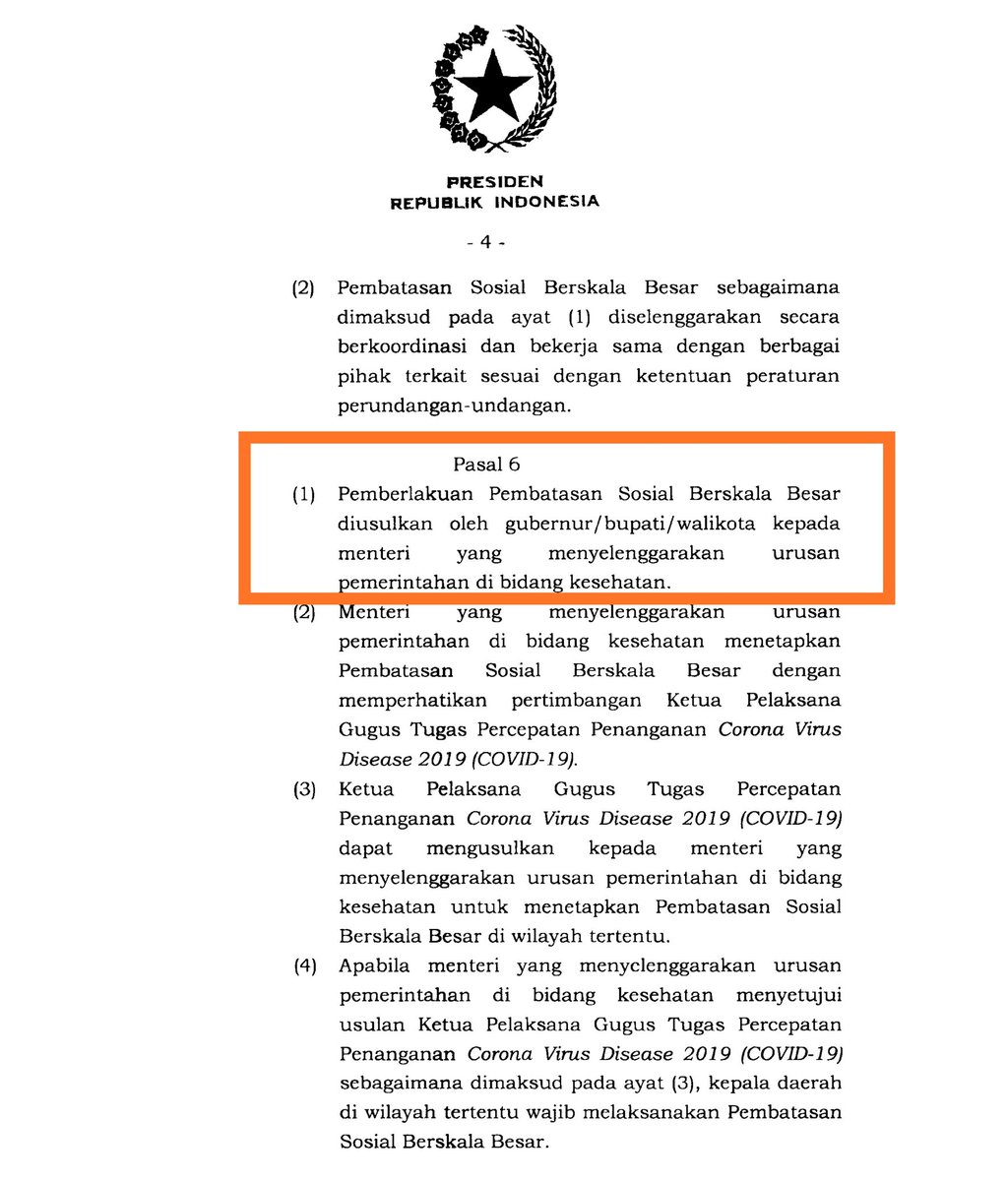 Kalau dibaca PP. Peraturan Pemerintah no 21 tahun 2020 pasal 6 ayat 1 Pembatasan berskala besar diusulkan oleh Gubernur kepada Menteri kesehatan dgn pertimbangan pelaksana gugus Tugas atas persetujuan Presiden.tapi kenapa bisa dibatalkan oleh Luhut Panjaitan