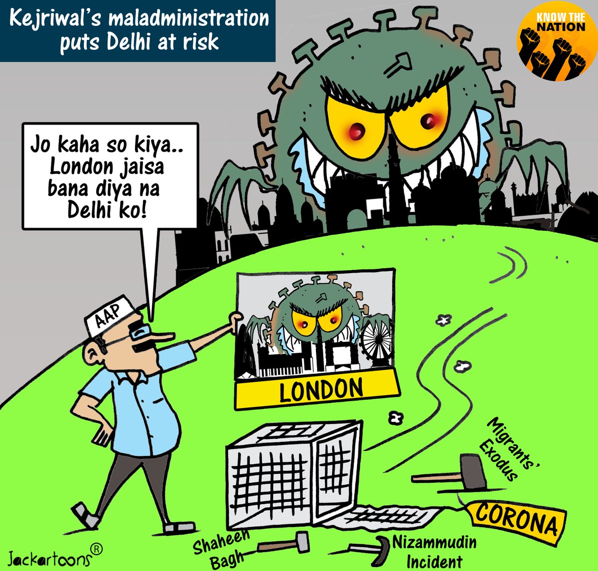 knowthenation's tweet image. Hum Dilli ko London bana denge!

#TablighiJamaat #IndiaFightsCorona #KTNToon