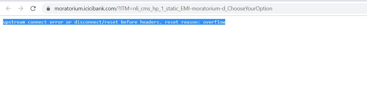 1114anand's tweet photo. @ICICIBank_Care  @ICICIBank  link to choose the moratorium opt in opt out is not working. getting below error message. https://t.co/MeMuDSWUrH