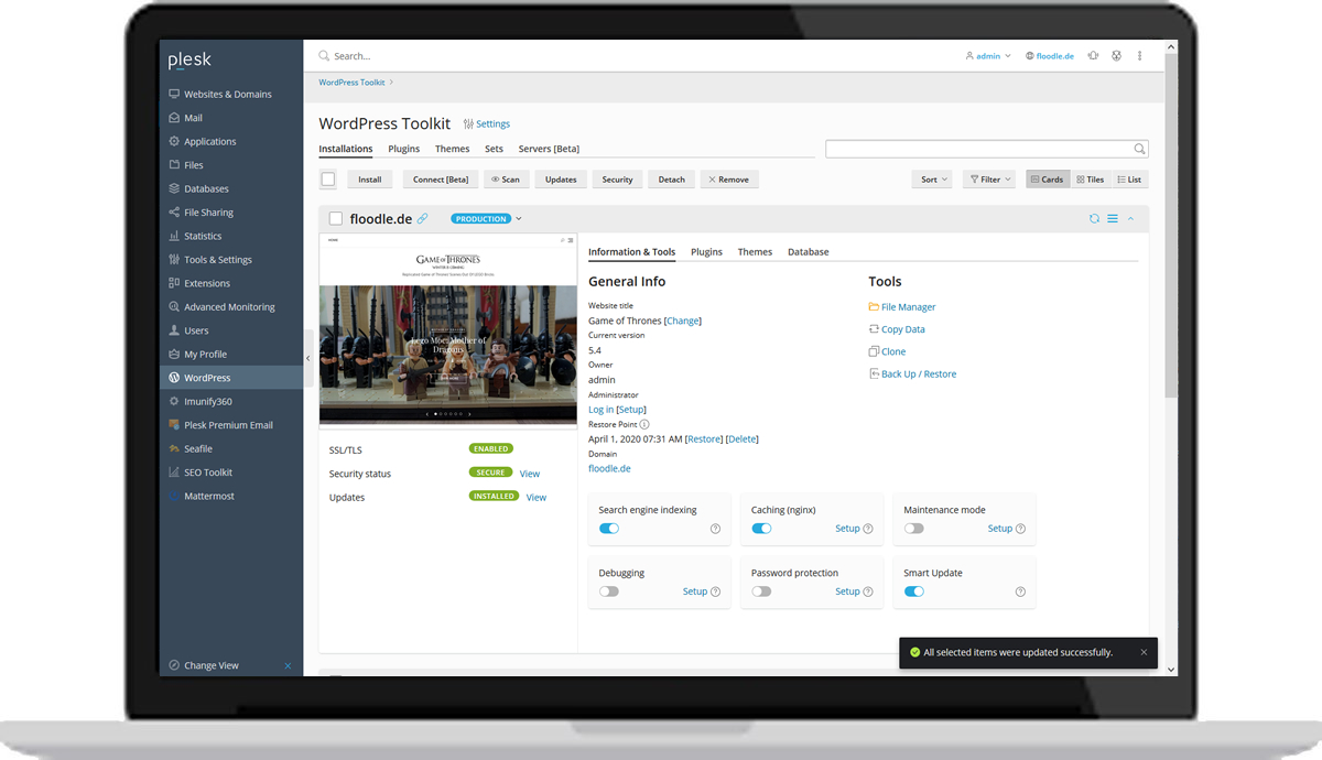 JStrotmann's tweet image. WordPress 5.4 &quot;Adderly&quot;  was released just a few hours ago. Thank you @Plesk, that my website is always secure &amp;amp; up-to-date! 💙plesk.com/wp-toolkit/ #SmartUpdates