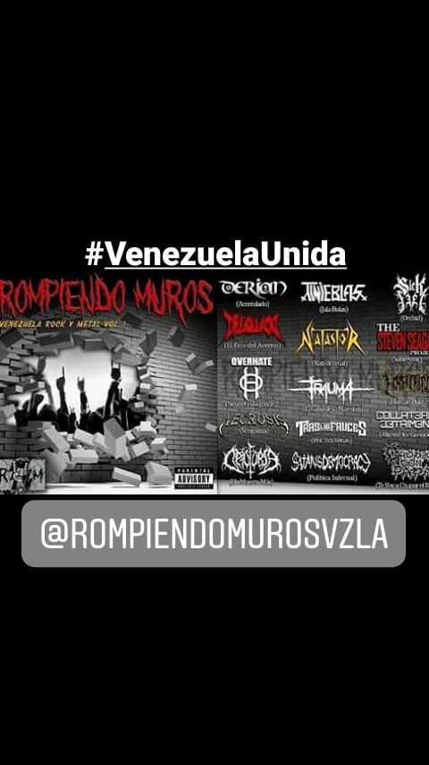 #Repost: Rompiendo Muros Rock y Metal Venezuela presenta:

🔥 Venezuela rock y Metal vol. 1 🔥

Activos con esta propuesta, de apoyo a todas nuestras bandas nacionales. Pronto mucha más información 🤘🏻