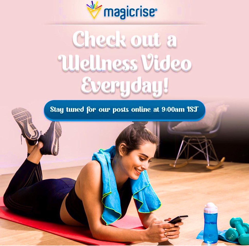 How is your #quarantine so far? 
Let’s add some fun to it ! Introducing wellness at your home 🏡Everyday a new video post on all our SM handles @magicrisewellness at 9 AM, IST.  TUNE IN! 🎯