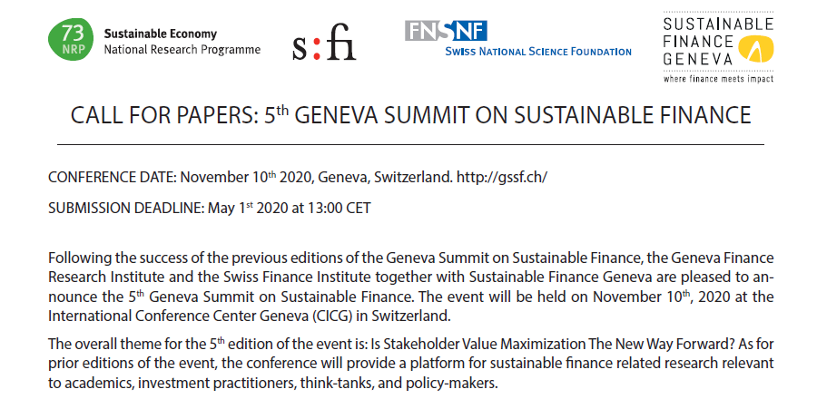 GVAsummit's tweet photo. 🚨Reminder🚨: 1 month to go before the submission deadline for the 5th Geneva Summit on Sustainable Finance GSSF on November 10th 2020. Submission deadline: May 1st, 2020.

More details here: https://t.co/NH0raaiPhL https://t.co/uisU6djESR