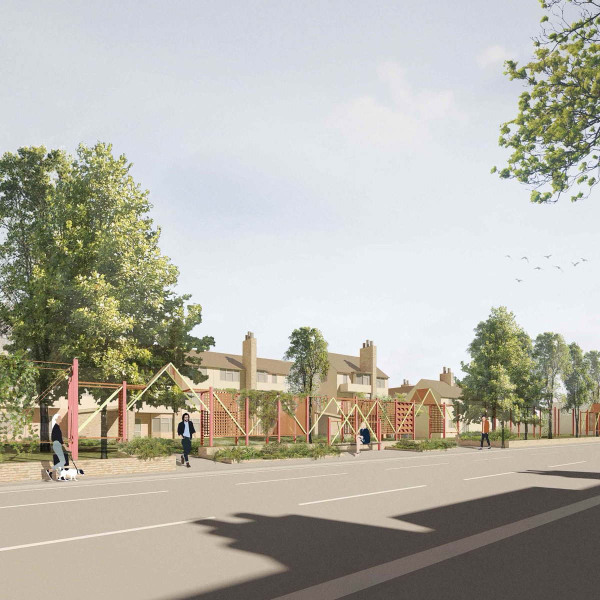 We designed a garden trellis for the #localcommunity to provide shelter from traffic and a #habitat for #wildlife. The #design has been made to be adaptable by the residents and form a living part of the street. #TiggCollArchitects