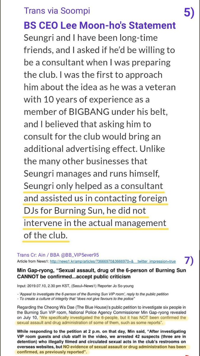 Let's start with Burning sun. Let's make it clear that many people think that seungri is CEO of the club and that he took care of everything.Warning: It is not so. He was just a club DJ. Lee Monhoo immediately clarified all on his IG, here the link: https://twitter.com/TruthFactsOnly/status/1178004769446735872?s=19