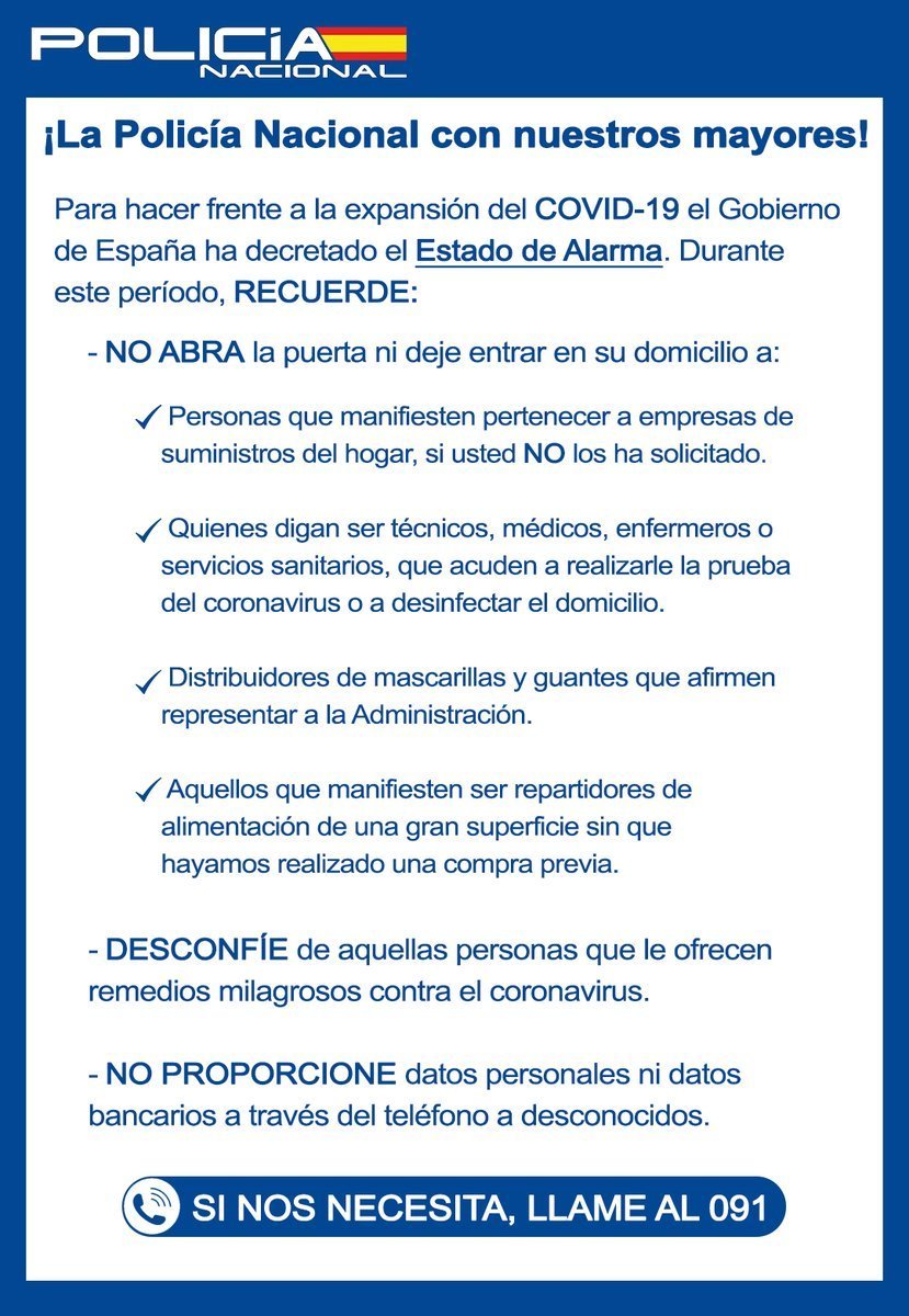 policia's tweet photo. Ellos están más indefensos que nunca frente al #COVID19 y a sus posibles consecuencias. Nuestros mayores 👨‍🦳👴 necesitan estar informados. 

POR FAVOR, hazles llegar esta información. ⬇

#EsteVirusLoParamosUnidos
#COVID19 https://t.co/labrQp9LdL