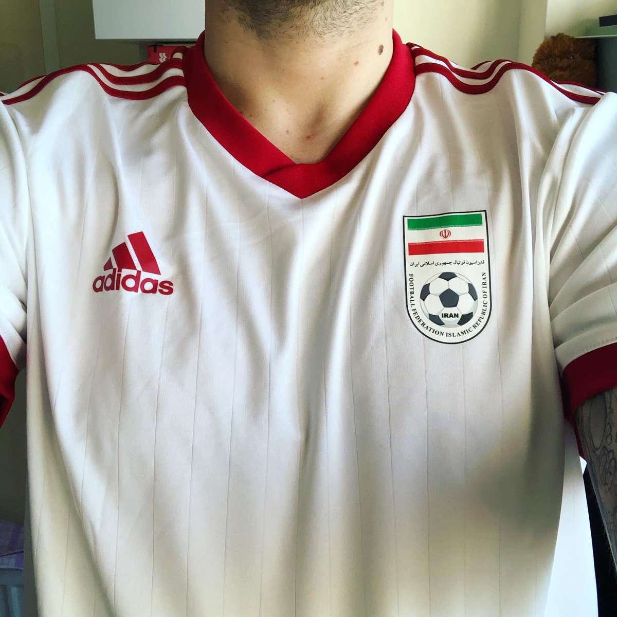 IranHome Kit, 2018Adidas, unofficial replicaI started seriously getting into football shirts by deciding I’d start collecting one from every country I’ve visited.Sadly, I didn’t buy one in Iran when I went there in 2015, so I got this from ebay, a decent enough replica