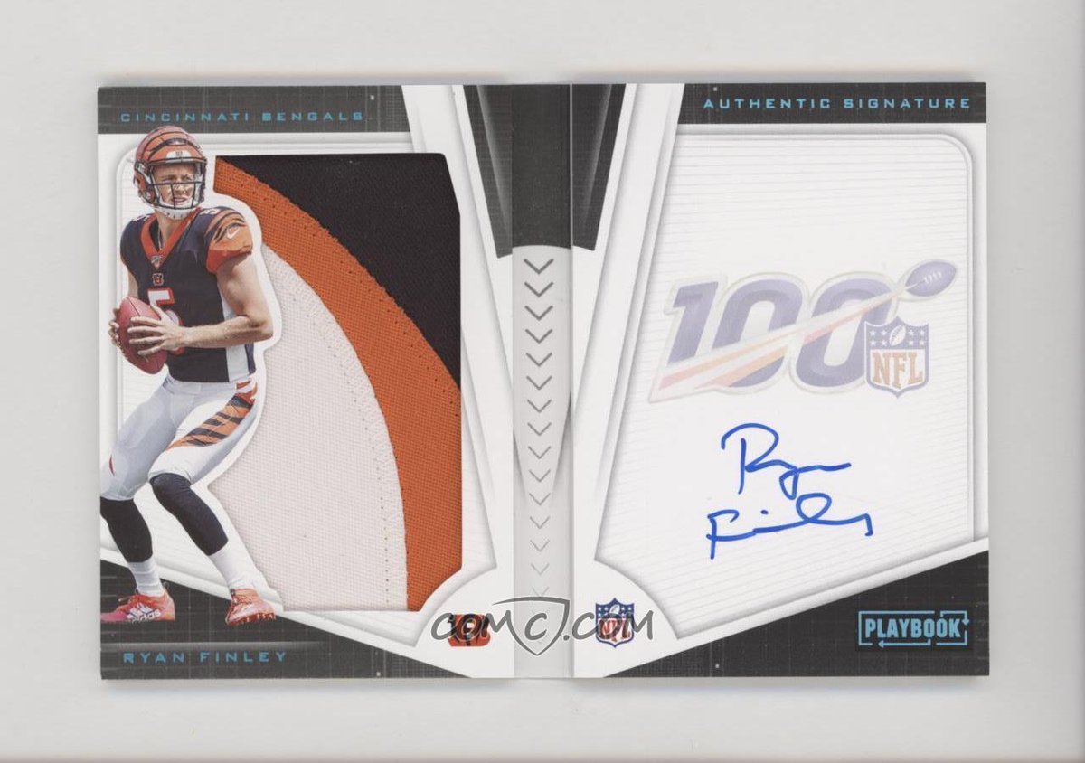 cardsbreaker's tweet photo. https://t.co/BuNG1m6dhE  2019 Panini Playbook - Platinum #206 - Rookie Playbook Jersey Autographs - Ryan Finley /49 https://t.co/CQ7ymCmRLg