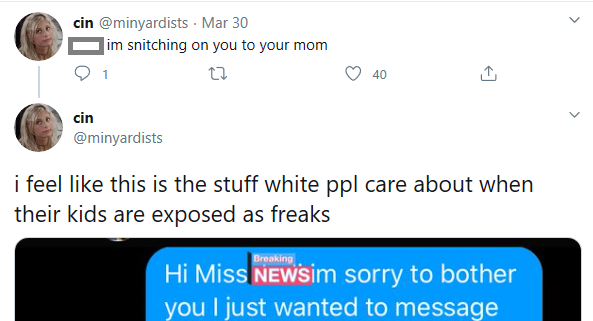 Also I forgot this gem in the first screenshot. Hope you never get a taste of your own medicine. Wonder how your mother would feel knowing you're accusing people of being pedophiles and invading their privacy and personal lives over some fucking words on a screen