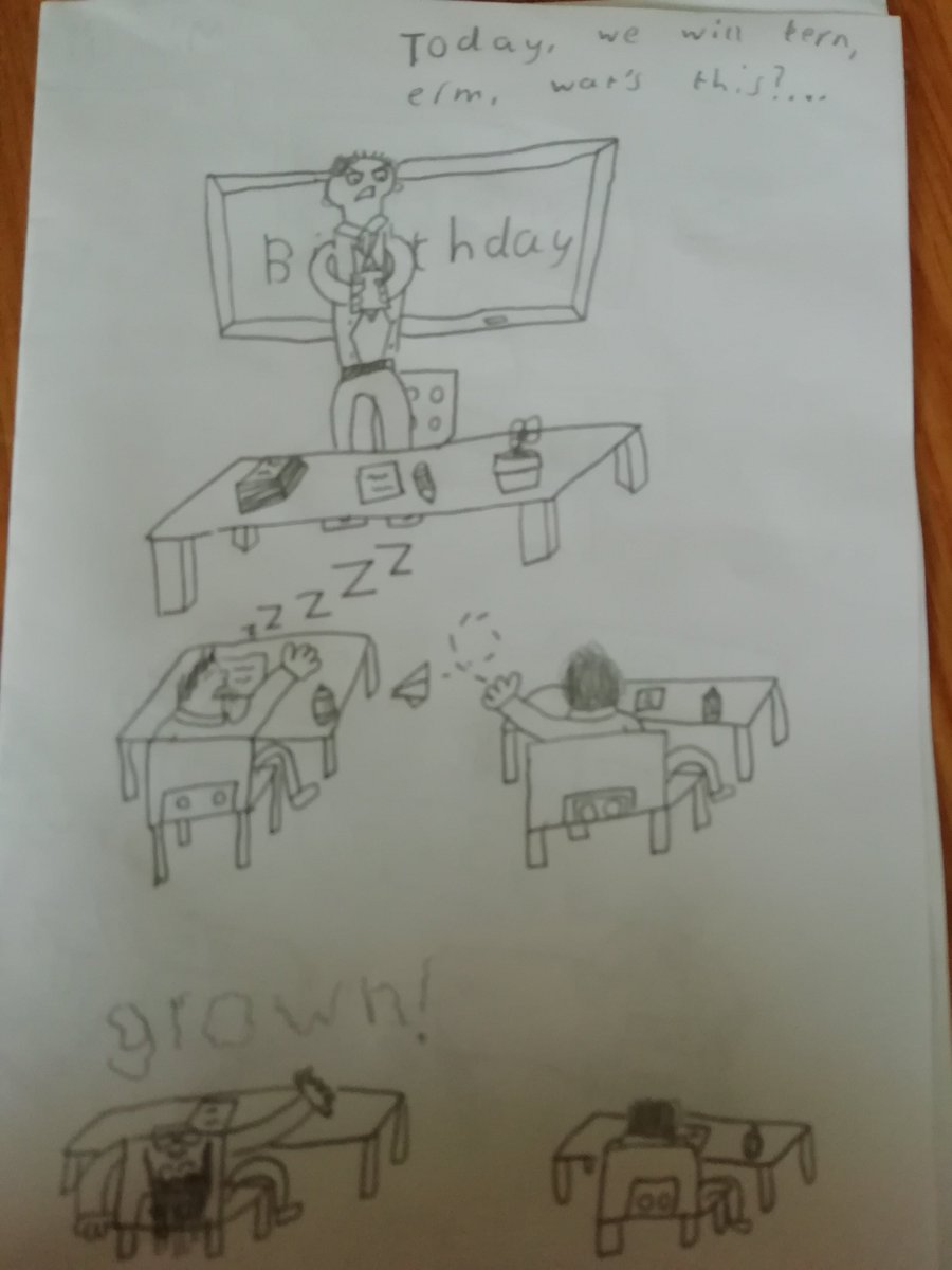 buckiephysics's tweet photo. A pretty good depiction by my son...although my desk is always much messier than that! https://t.co/dfV80ICw3D