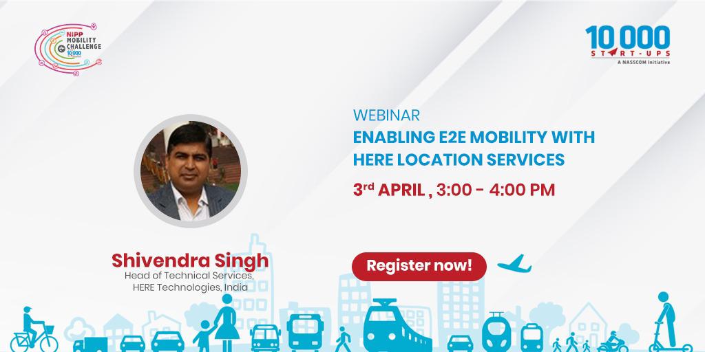 nasscomstartups's tweet photo. The #NIPPMobilityChallenge is built around fostering engagement between corporates &amp; innovative tech ventures to resolve mobility challenges. Register now and make the most of our webinar on 'Enabling E2E Mobility with HERE Location Services’ - https://t.co/BYFvZBI3vx https://t.co/WIcdhOwALT
