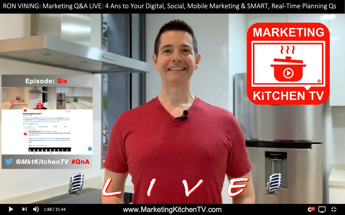 MarketingKitchenTV ® (@mktkitchentv) on Twitter photo Welcome back 👨🍳 📺 Marketing #Chefs for #QnA LIVE!
Sixth <a href="/MktKitchenTV/">MarketingKitchenTV ®</a> episode of all-new, 2020 #Digital series... Ready for #Marketing host, <a href="/RonaldVining/">Ron Vining</a>, to Ans 4 #Traditional #Media vs. #IoT, #Social, #Mobile and #SMART & Real-Time #Planning Qs?
WATCH: youtu.be/nZz-IHI_Mx8 Welcome back 👨🍳 📺 Marketing #Chefs for #QnA LIVE!
Sixth <a href="/MktKitchenTV/">MarketingKitchenTV ®</a> episode of all-new, 2020 #Digital series... Ready for #Marketing host, <a href="/RonaldVining/">Ron Vining</a>, to Ans 4 #Traditional #Media vs. #IoT, #Social, #Mobile and #SMART & Real-Time #Planning Qs?
WATCH: youtu.be/nZz-IHI_Mx8