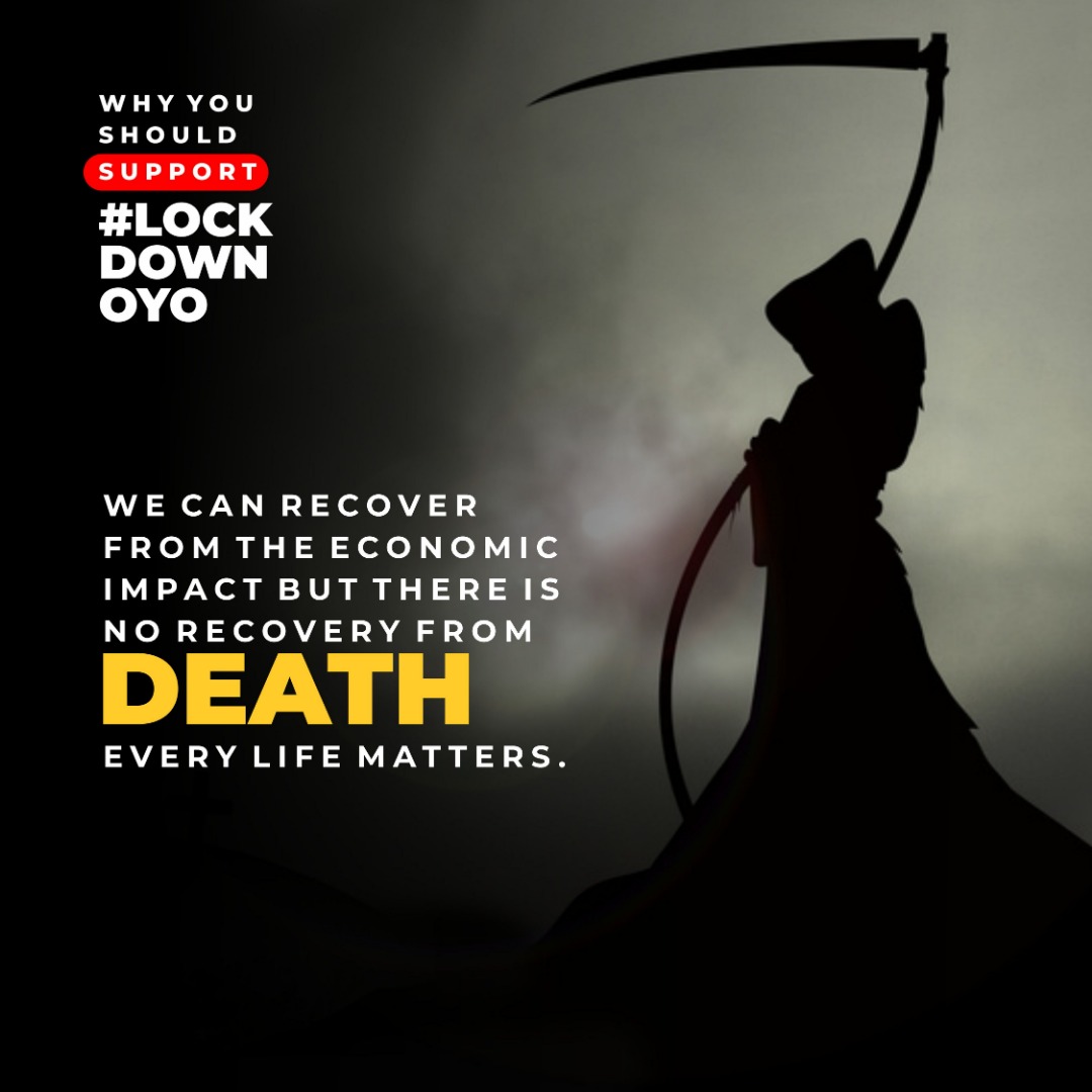 oyoblog's tweet photo. We prefer lives of the masses  over economic dissolution,  so we strongly support  oyo state to be locked down. 
 We can't bear the pain of loosing our dear ones to this virus. 
#LockDownOyo 
#covid-19 https://t.co/Kx1XHI0702