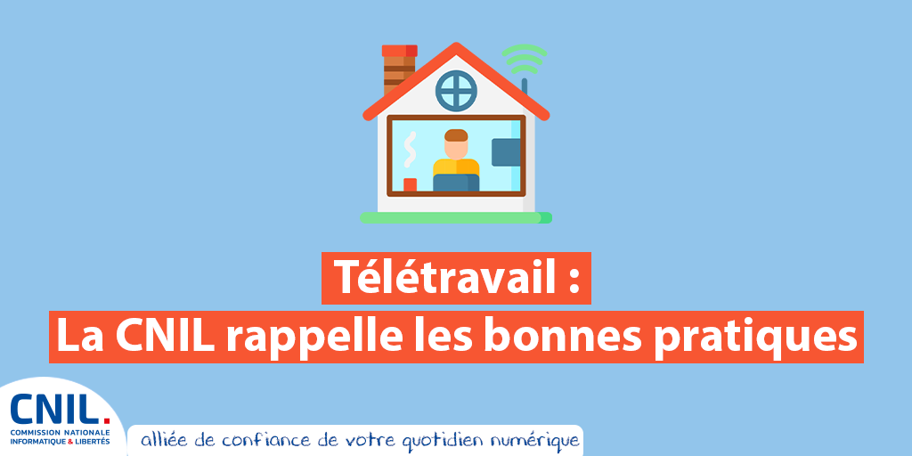 CNIL's tweet photo. Hameçonnage, connexions internet, équipements sécurisés… La CNIL rappelle les bonnes pratiques pour un #télétravail en toute sécurité 👉 https://t.co/RvdSvxl7Ya
Mais aussi les employeurs et professionnels  👉
https://t.co/C8Ty9xxvJM https://t.co/Fqj8cBwxSn
