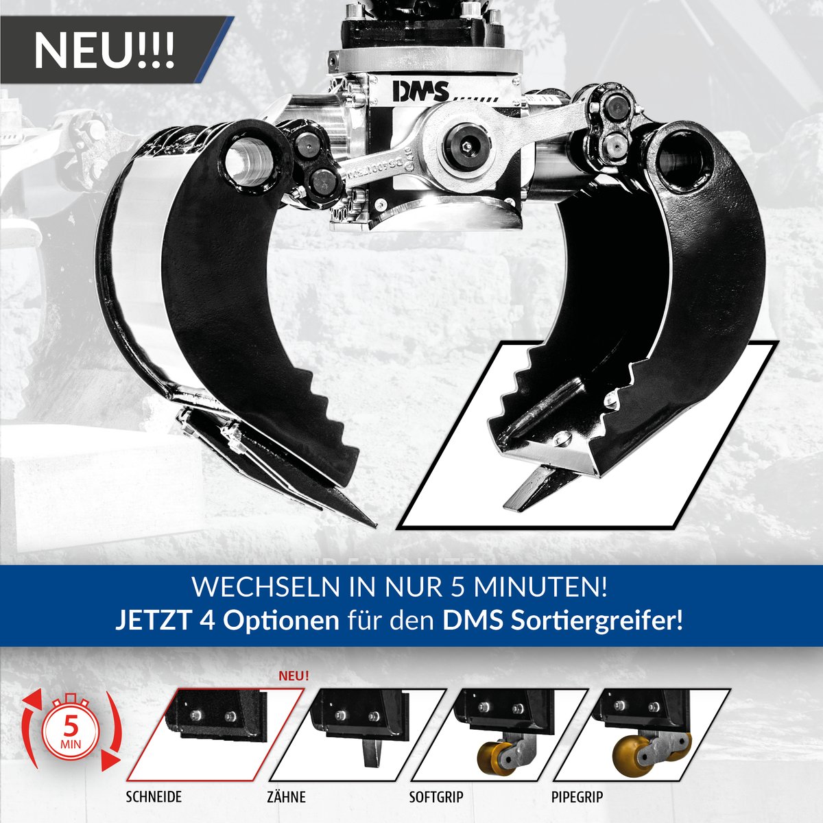 DMStec's tweet photo. Birgit Geiß, [01.04.20 10:12]
NEU!!! ⭐️⭐️⭐️Verdoppelung der Vielseitigkeit  - neue Flexibilität für DMS Sortier- und Abbruchgreifer 9t⭐️⭐️⭐️ #Schneide #Zähne #pipegrip #softgrip #Sortiergreifer #Abbruchgreifer #technologie #dms #dmstec  #Galabau #anbaugeräte #patent #Technologie https://t.co/heUaMiRctS