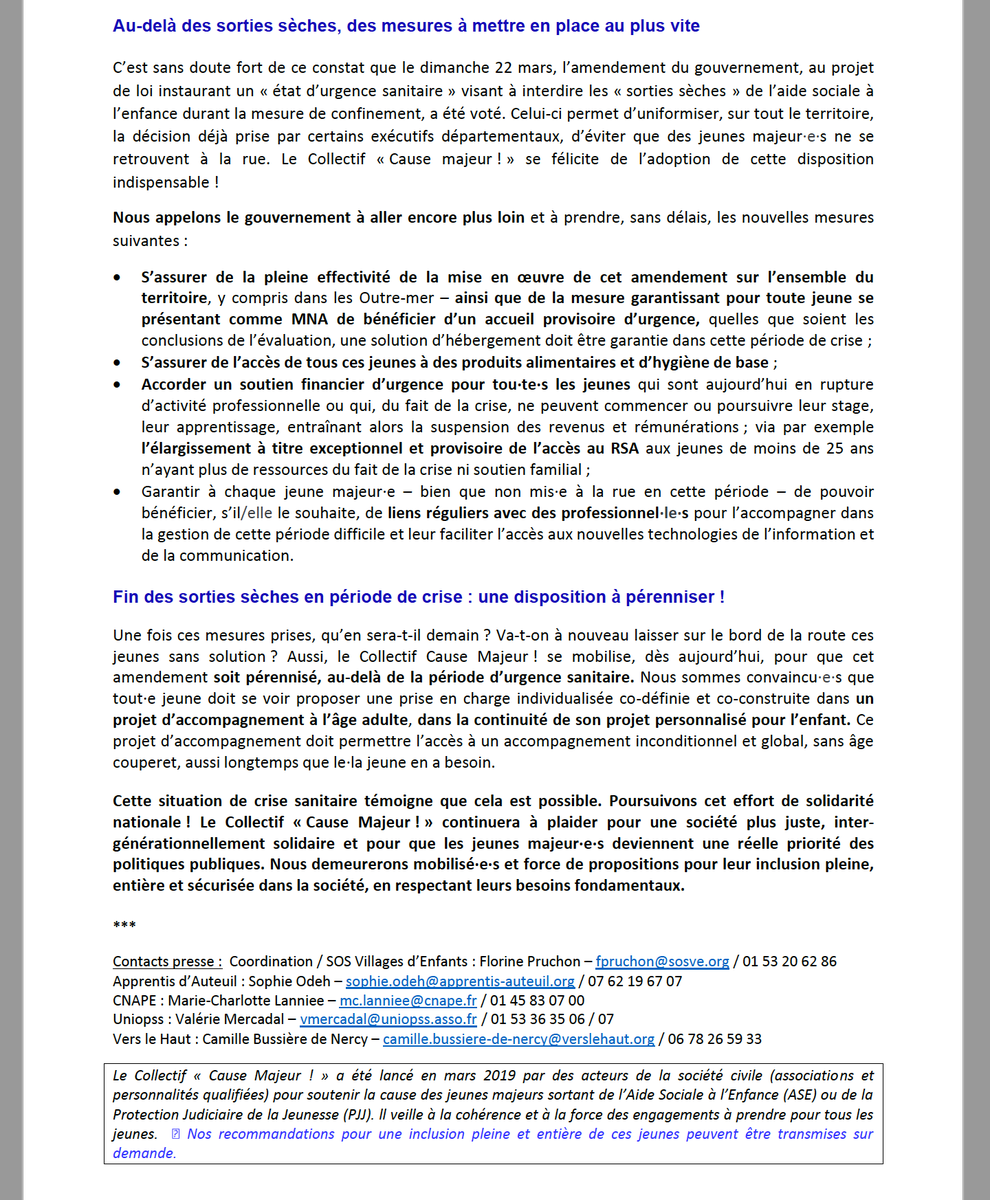 CauseMajeur's tweet photo. [📰Communiqué de presse]

⚠️Dans le contexte actuel de #crisesanitaire et sociale liée au #COVIDー19, notre collectif @CauseMajeur alerte sur la situation des jeunes majeurˑeˑs – qui sont parmi les publics les vulnérables – confrontés à de nombreuses difficultés. https://t.co/QImBSYYiiN
