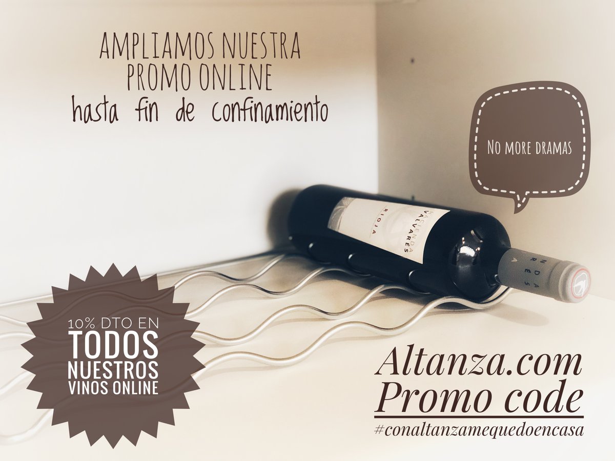 Seguimos con nuestro granito de arena a vuestro bienestar y ¡ampliamos la promo online hasta el fin del confinamiento!Así que #quédateencasa, entra en bodegasaltanza.com/es/15-1-vinos y disfruta de un 10%DTO EN TODOS NUESTROS VINOS CON EL CÓDIGO #conaltanzamequedoencasa Ánimo para todos:)