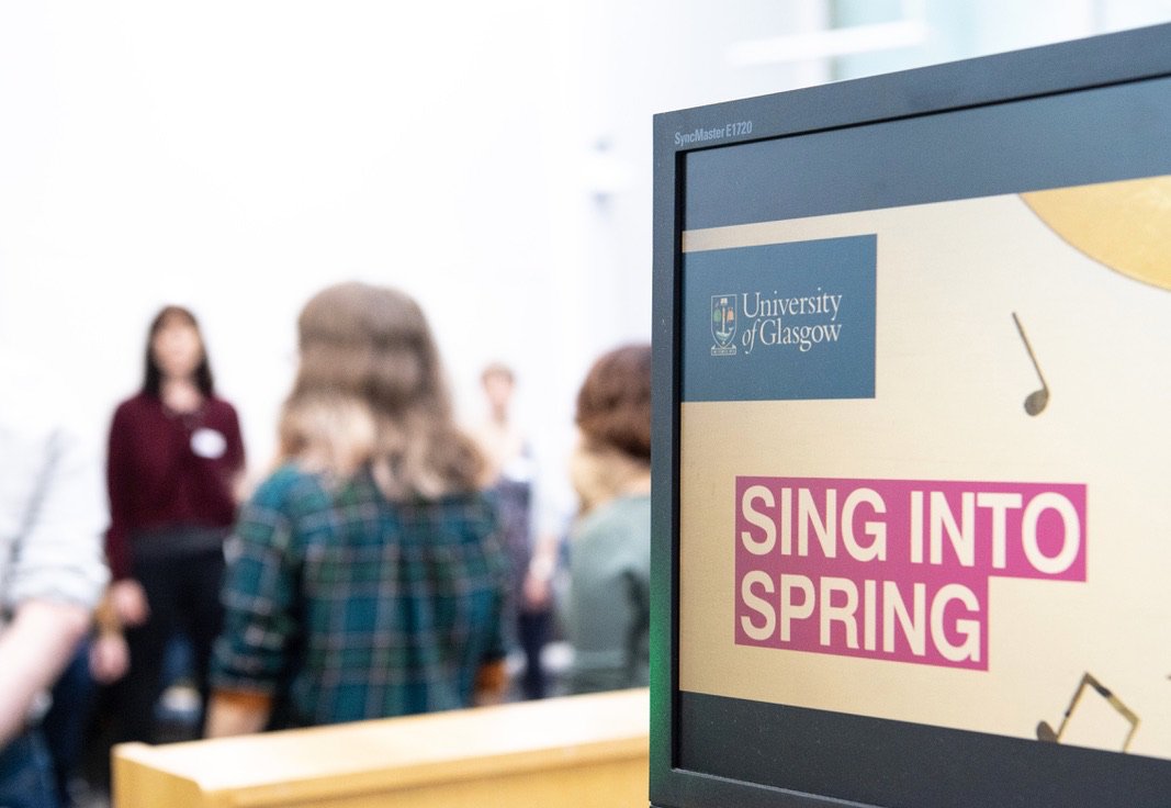 UofGCulture's tweet photo. 🎶 Back by popular demand, the @UofGArts community is still Singing (virtually) into Spring. 

Zoom 💫 in to join us TONIGHT at 17:30 GMT for one final fling!

https://t.co/d9lRwyrujt

#VirtualChoir #SingintoSpring #Encore https://t.co/6GR9W2VpQJ