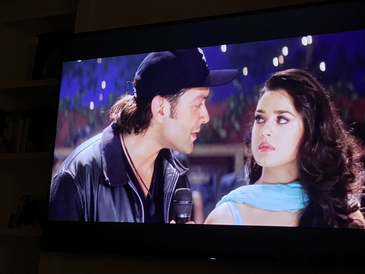 Watching “Soldier” after forever with mom &amp; hubby 😘 Cuz Tuesday night is Hindi movie night ❤️ and I cannot say no to mom and Gene 🤩 Miss you #BobbyD #Day21 #quarantine #stayhome #staysafe #ting