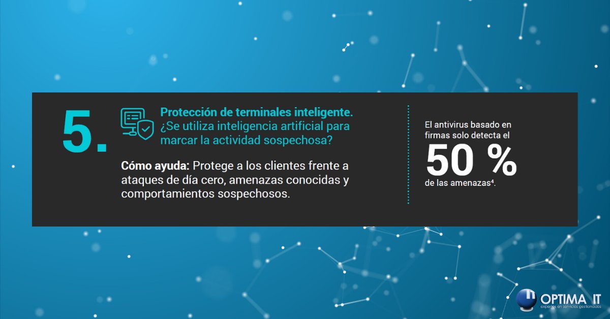 optimait's tweet photo. ¿Qué cosas debes buscar en una solución RMM? 

¿Estás buscando soluciones RMM y no te queda muy claro que ventajas te pueden aportar?
Una de las ventajas es la PROTECCIÓN.

Puedes descargarte nuestra infografía con 10 recursos básicos para ayudarte. https://t.co/kSA1v8Dt8U https://t.co/EXVdiWOUjd