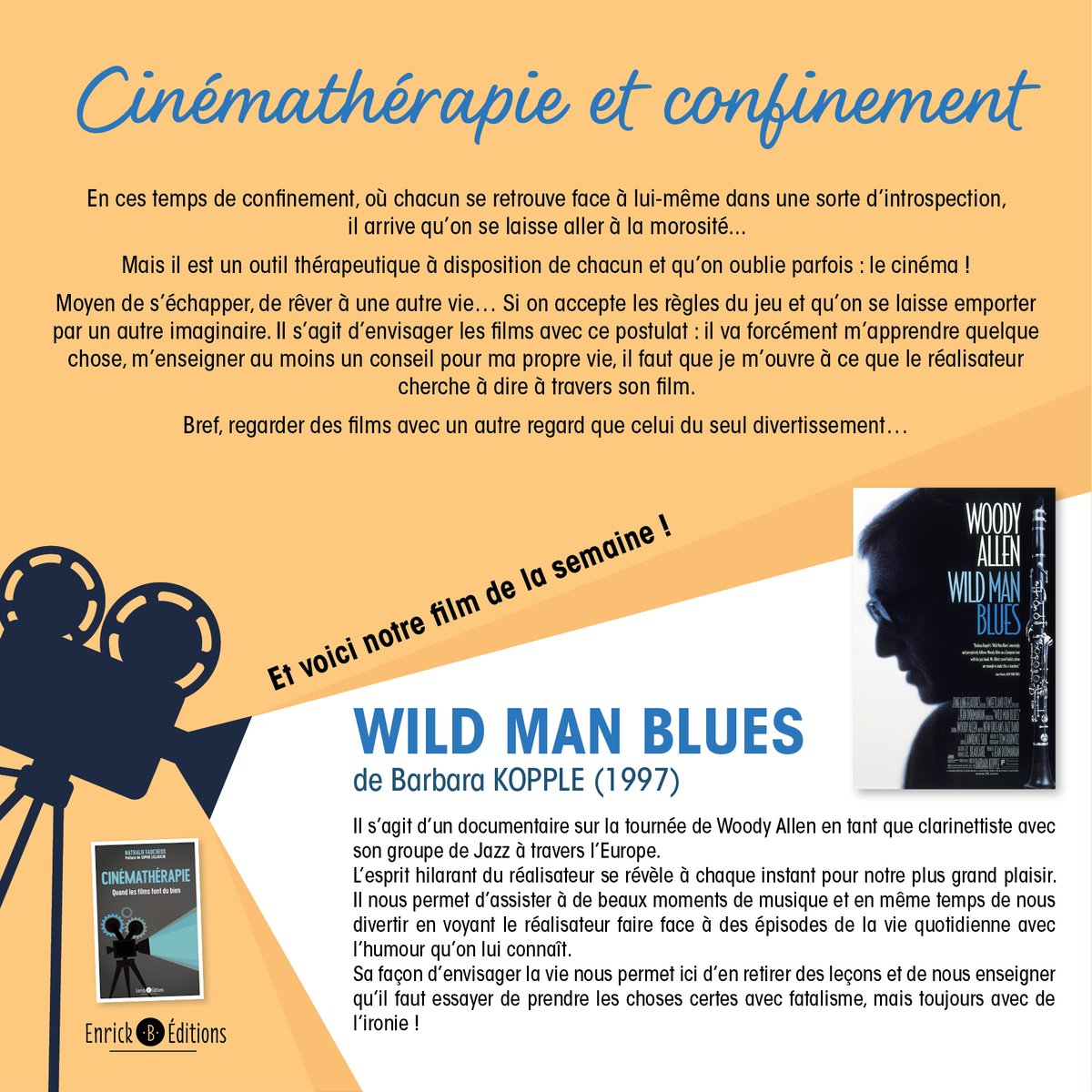 Le samedi, c'est le conseil ciné de Nathalie Faucheux, auteure de "Cinémathérapie, Quand les films font du bien" à retrouver ici ->
Broché : tinyurl.com/wuxetwl
Kobo : tinyurl.com/u22g7od
Kindle : tinyurl.com/w3jl7jp
PDF : tinyurl.com/qn87lds