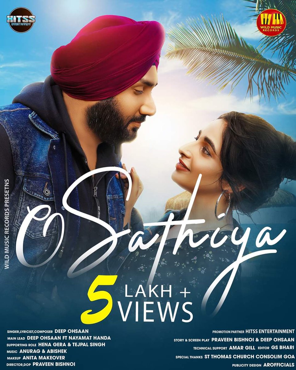 HitssEntertain's tweet photo. #OSathiya latest romantic song by #DeepOhsaan ft. #NayamatHanda has got immense love and support that it has touched the milestone of 5 Lakh+ views on YouTube in a single day!
Music label: @WildMusicRecord
Promotion Partner: @HitssEntertain
Social Media Partner : @sharechatapp https://t.co/OzezwzPZwR