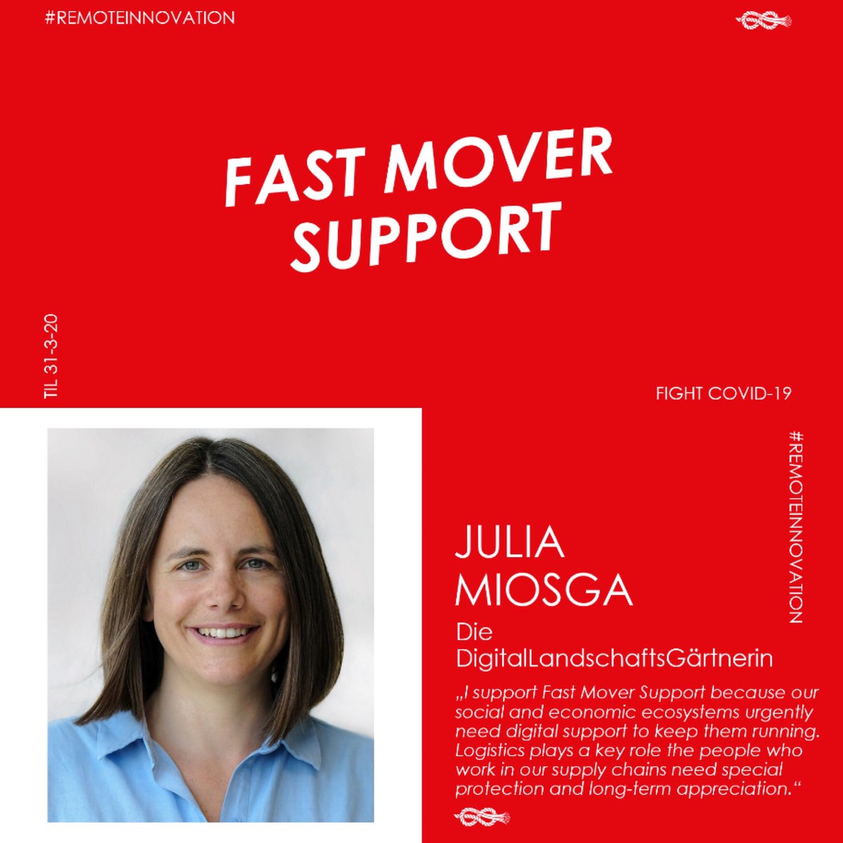 juliamiosga's tweet photo. Die #Logistik ist eine System relevante Branche. Für alle die innovative Ideen für große Herausforderungen haben, sind eingeladen, diese im Fast Mover Support des @HubLogHH & seinen Partnern zu pitchen!
#Jury #COVID19
#remoteinnovation #SupplyChain
https://t.co/NPx6BgL2xM https://t.co/YZJbNxmNND