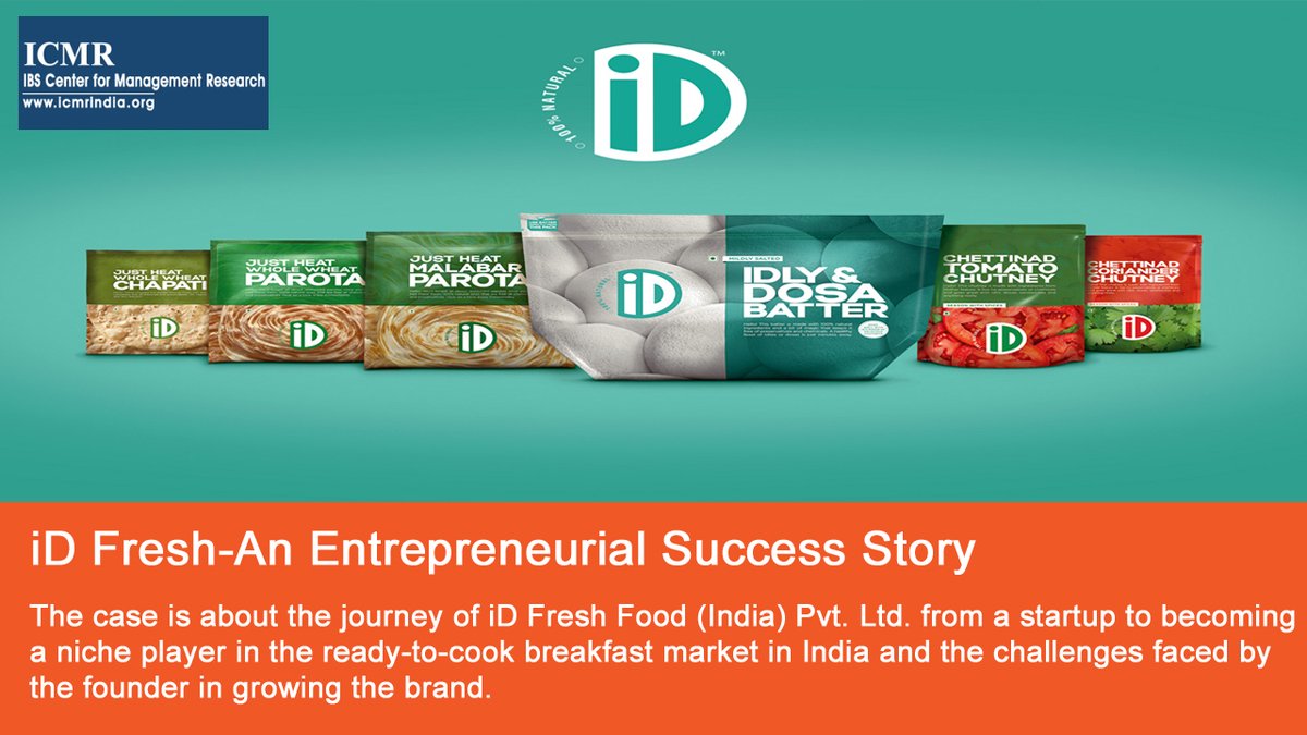 caseresearch's tweet photo. iD Fresh – An Entrepreneurial Success Story
https://t.co/ftwJ0AUO97
#Entrepreneur #Entrepreneurship #Leadership
#ReadytoCookMarket #Breakfast #iDDaileez #Startup #Zeroinventory #Marketingmix #Packaging https://t.co/CizD9r41UB