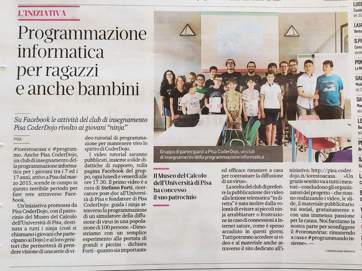 PisaCoderDojo's tweet image. 📰💥𝐁𝐑𝐄𝐀𝐊𝐈𝐍𝐆 𝐍𝐄𝐖𝐒!📰💥
#iorestoacasa e #programmo vi aspetta ancora 𝘃𝗲𝗻 𝟯 𝗮𝗽𝗿𝗶𝗹𝗲 𝗮𝗹𝗹𝗲 𝟭𝟳.𝟯𝟬 con 𝘂𝗻𝗼 𝘀𝘁𝗿𝗮𝗯𝗶𝗹𝗶𝗮𝗻𝘁𝗲 𝘁𝘂𝘁𝗼𝗿𝗶𝗮𝗹 a cura del nostro #mentore @BuccaneerDev! 
🌐 pisa.coderdojo.it/iorestoacasa 🌐 
#sempreingamba @CoderDojo #cool