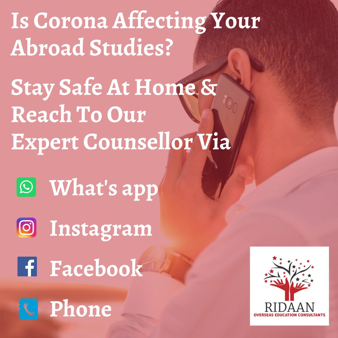 RidaanEducation's tweet photo. Worried about abroad studies?
We are here to help you!
You can call to our Expert counsellor. Contact : +91-6374866305
+91 99529 10998
#staysafestayhome #avoidcoronavirus #staystrong #care #abroadstudies #education #abroadstudies https://t.co/hnePosDMf3