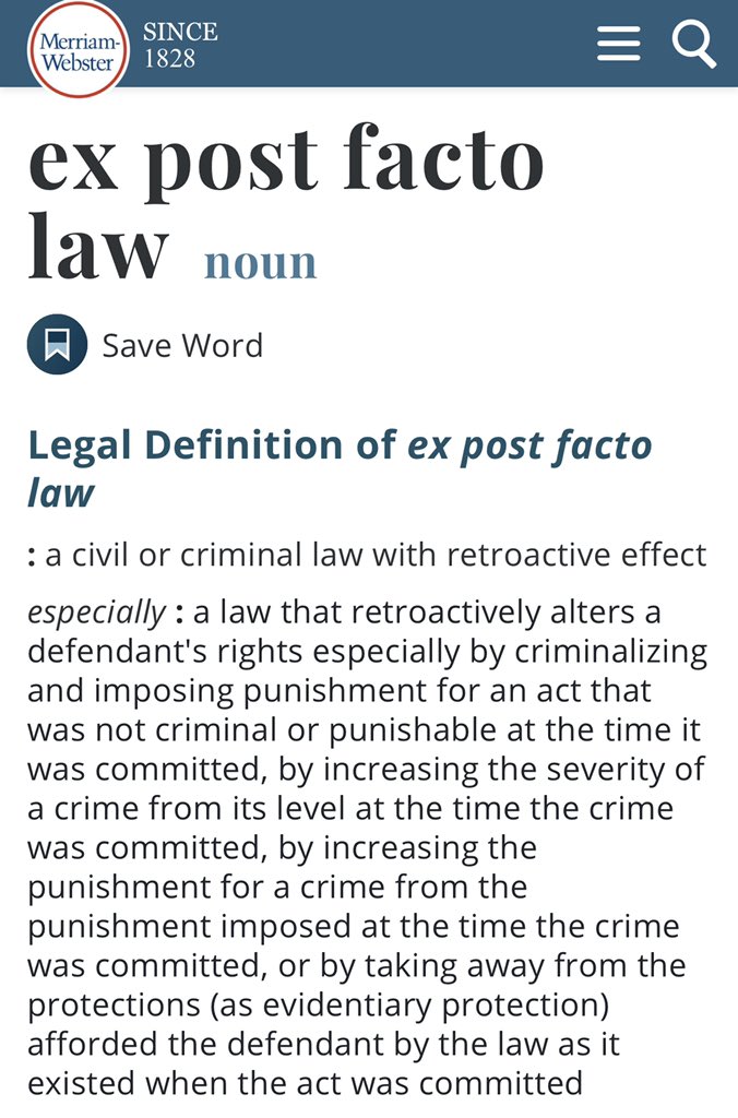 Ex post facto. Ex post facto