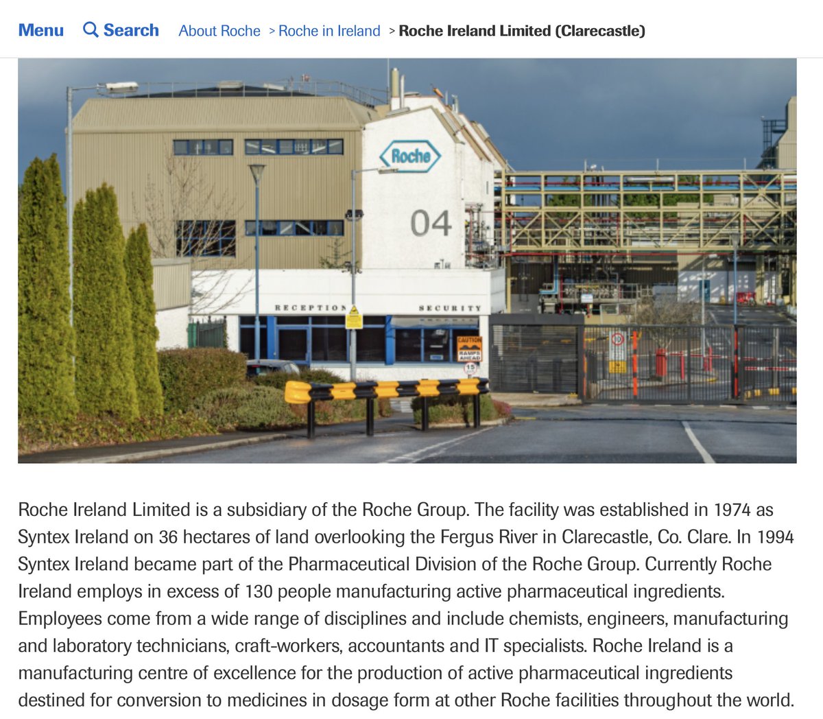 Of these three Roche have a manufacturing plant in Clarecastle, Co. Clare. We heard that the drastic reduction in testing from 5k to 1500 was because a plant in Ireland had exported a large quantity of reagant to make a greater profit elsewhere. /4