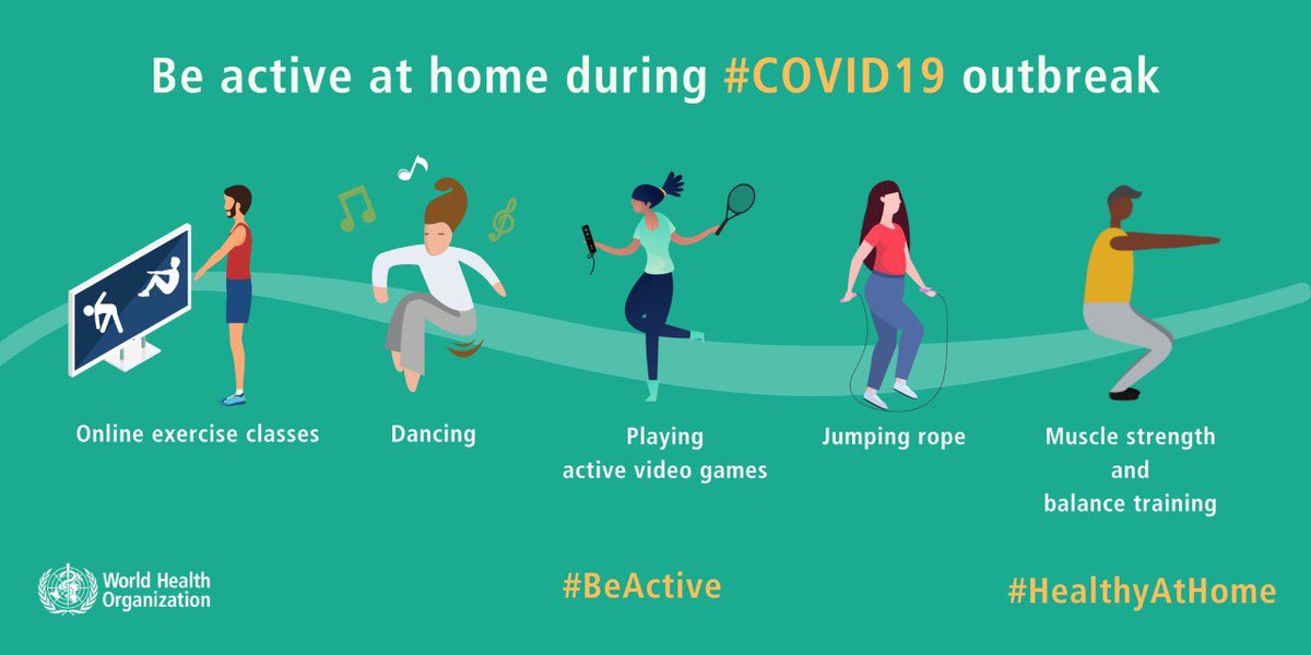 docandrewmurray's tweet photo. #BeActive at home during #COVID-19... great to see @WHO and key health leaders like @fiona_bull @jasonleitch @CathCalderwood1 promoting this important message https://t.co/IJ7jXjHJ2a