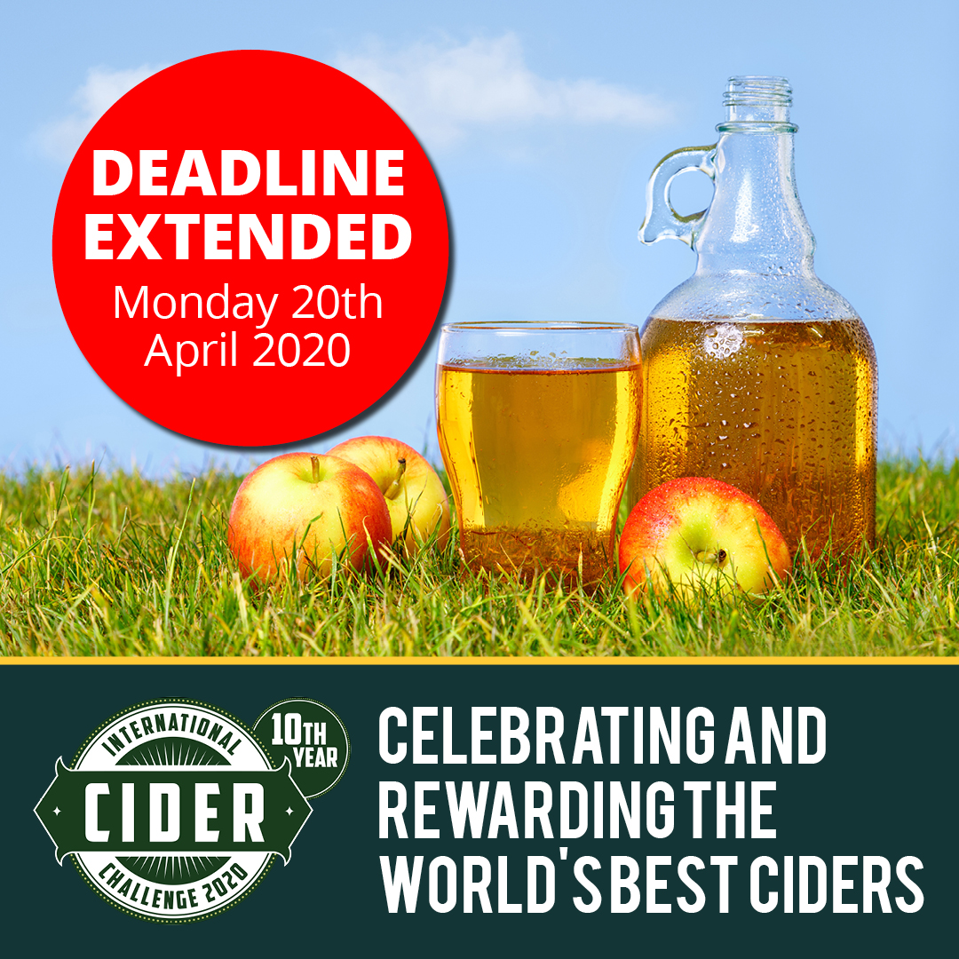 IntCiderChal's tweet photo. EXTENDED DEADLINE! for the world’s biggest, most authoritative and industry respected cider blind-tasting event, enter online before 20th April (samples by 1/5). #ciderawards #qualitycider #recognisingandrewarding #icc2020 #cider #blindtasting #internationalcompetition https://t.co/lo98KseS3i