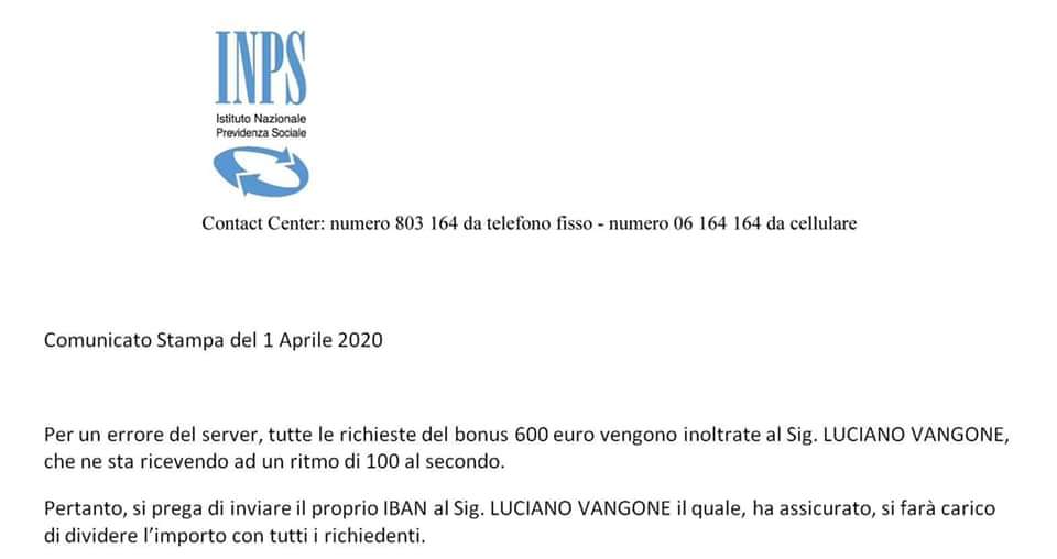 GianniGamba86's tweet photo. #LucianoVangone è l'uomo del momento. 😂😂😂

#INPS🇮🇹 #InpsDown #COVIDー19 https://t.co/8GCGmnNGjq