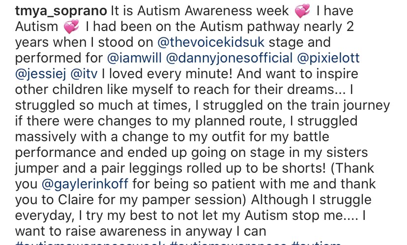 Tmyafyffe's tweet photo. It is Autism Awareness week💞I have Autism💞I had been on the Autism pathway nearly 2 years when I stood on @thevoicekidsuk I loved every minute! And want to inspire other children 💞 #autismawarenessweek #autismawareness #autism #autismawarenessweek2020 #autismawareness2020 https://t.co/iG4NDGNKyp