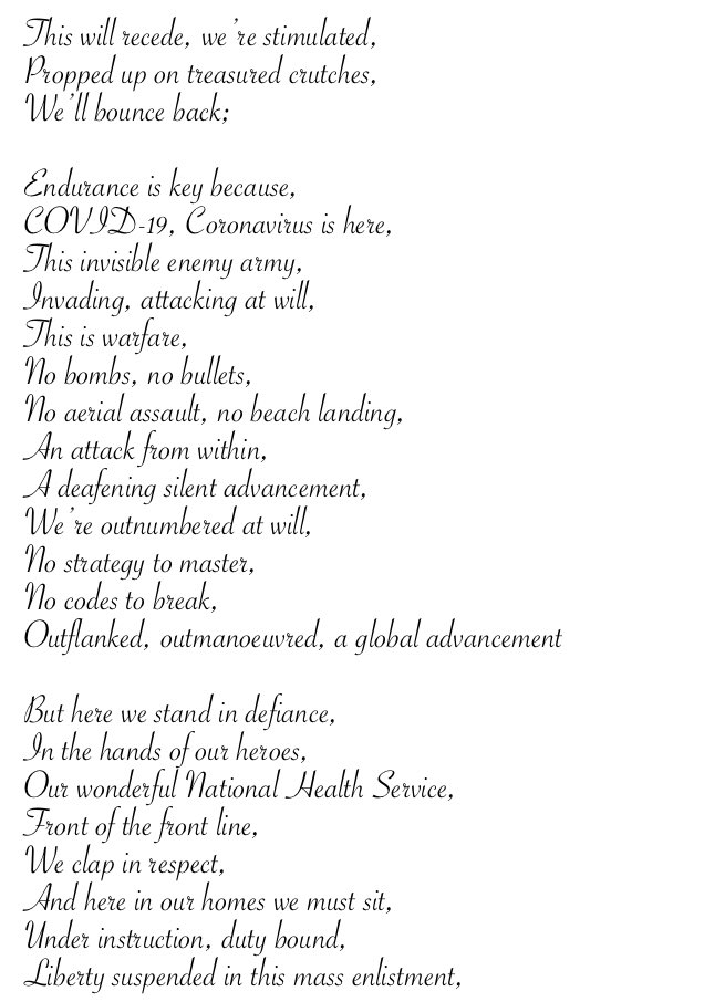beadleaj's tweet photo. Poem I put together for us all in these difficult times.  Hoping it resonates with someone. #PoetryPrompt #poetry #poem #PoemADay #PoemsOfComfort #poetrylovers @PoetintheCityUK @PoetrySociety @natpoetrylib https://t.co/NOMRjRigQS