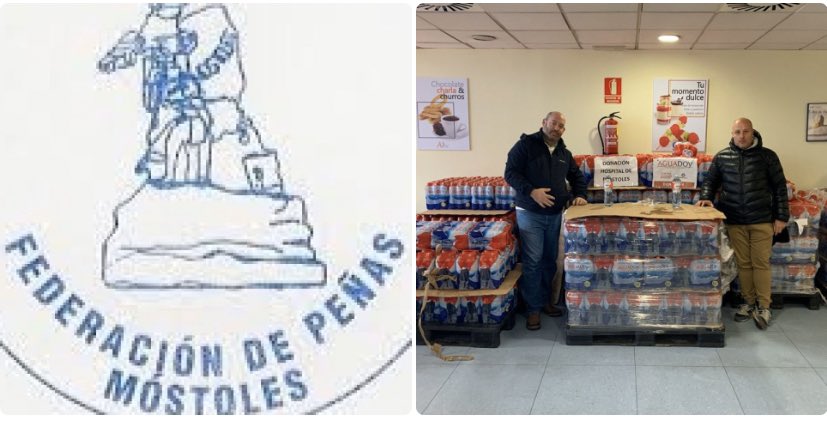 _elchurri's tweet photo. Ayer Federación de Peñas realizo la entrega al Hospital Universitario de Móstoles 4000 litros de agua mineral embotellada sin ningún costo a la donación, seguir la lucha y entre todos saldremos adelante. Gracias 
#MostolesNosNecesita https://t.co/GgxVacDTVW